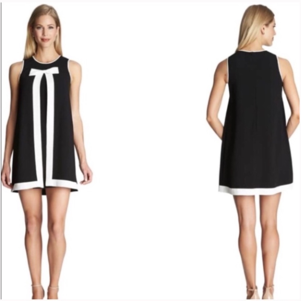 CECE black and white front bow mini dress size 10.
